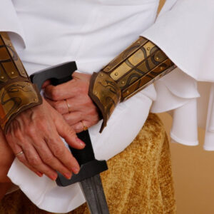 Armored Angel Hands with Sword to Protect Against Domestic Violence Abuse