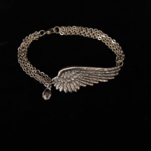 Silver Tone Wing Bracelet w/Stone - Illinois Domestic Abuse Shop - Angel Jewelry