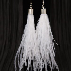 Armored Angels, Inc. White Long Feather Tassel Earrings