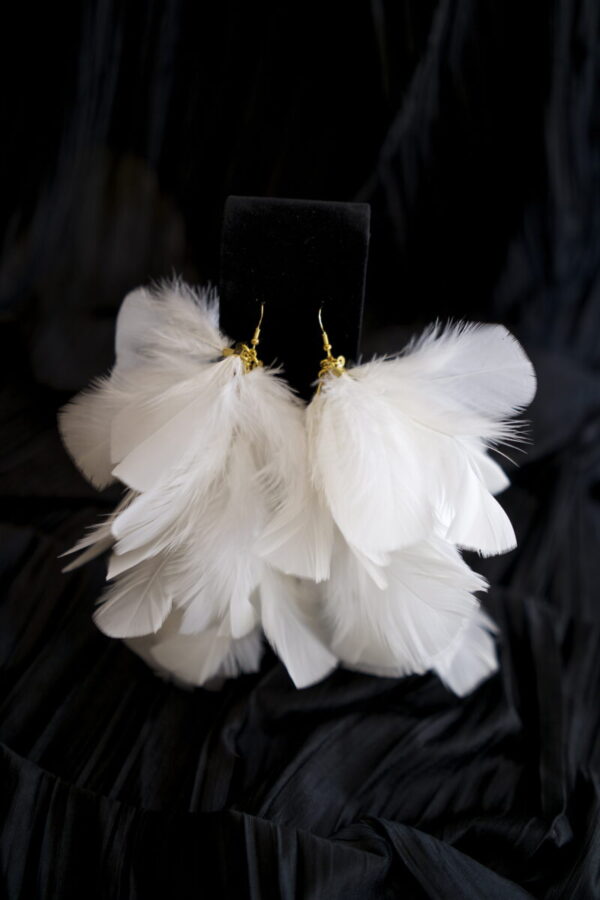 Signature White Feather Earrings